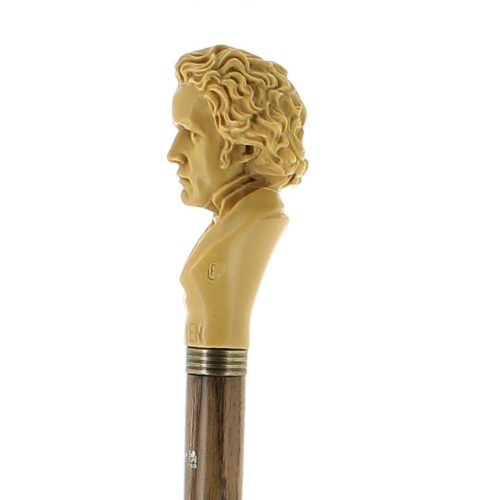 Tête « Beethoven » en résine imitation ivoire sur bâton en frêne