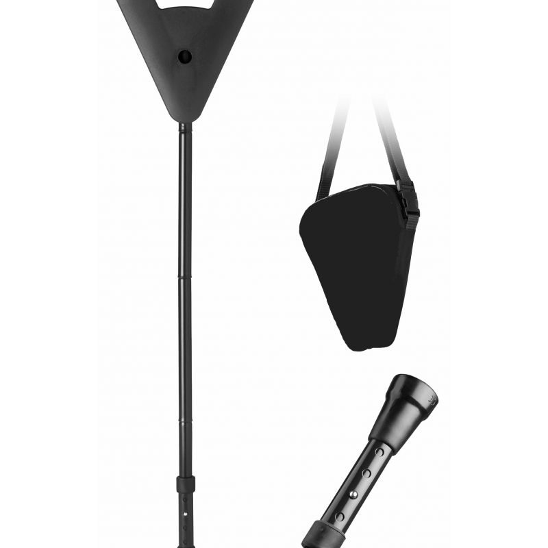 Black folding seat cane adjustable