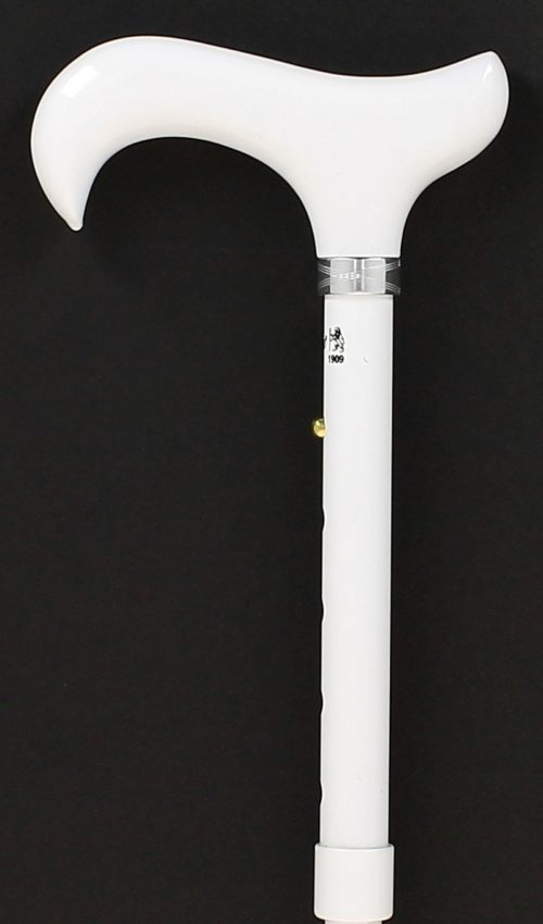 White aluminum folding cane