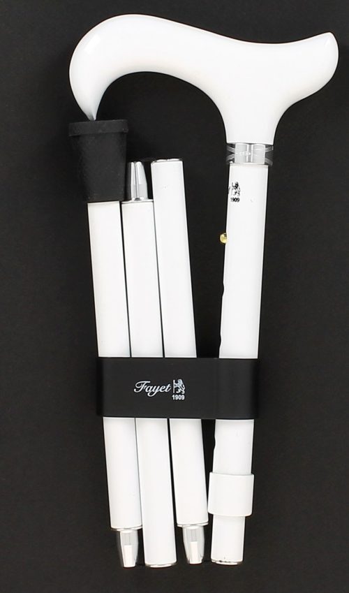 White aluminum folding cane