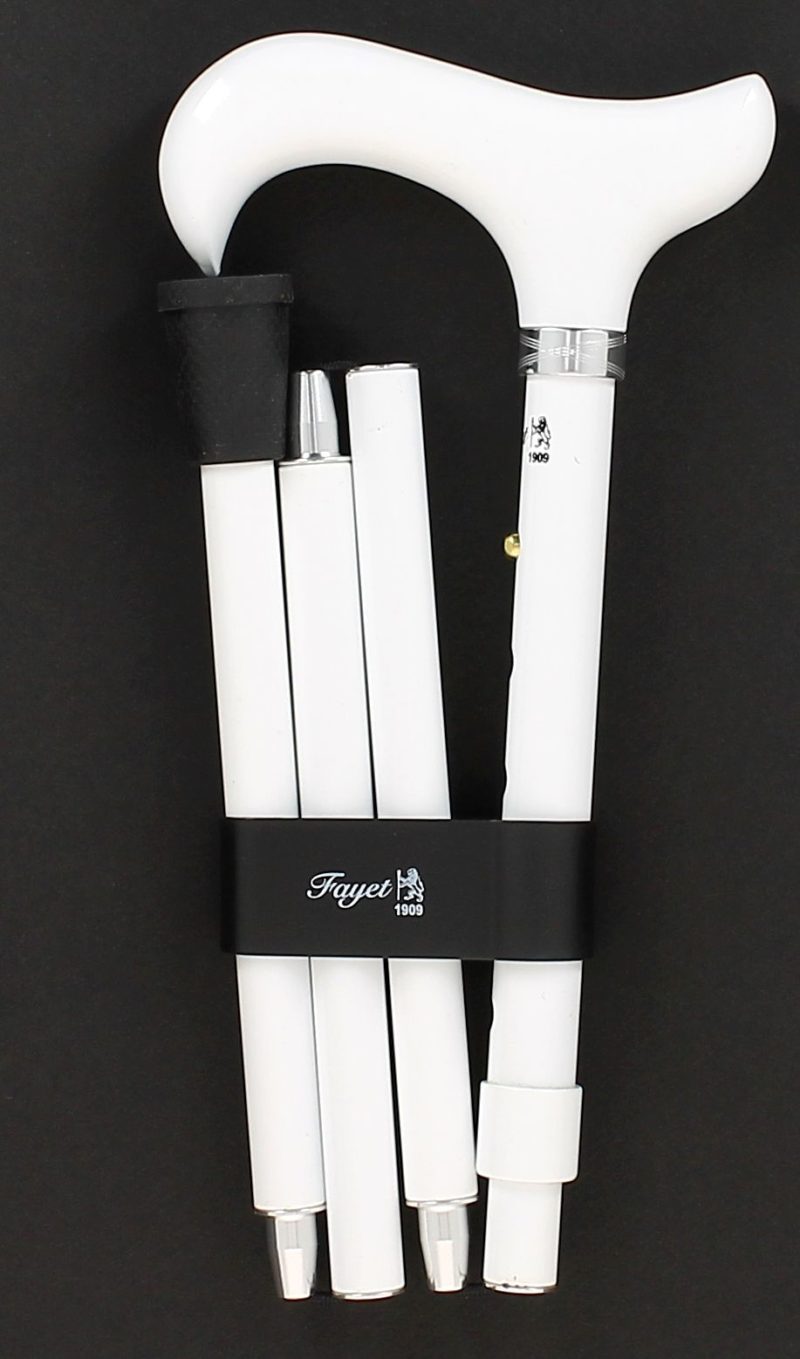 White aluminum folding cane