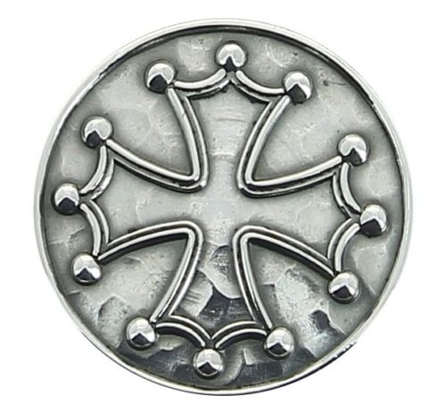 Canne épée - pommeau milord en métal argenté avec croix occitane
