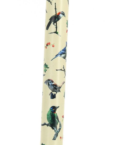 Adjustable beige aluminium cane with bird motif