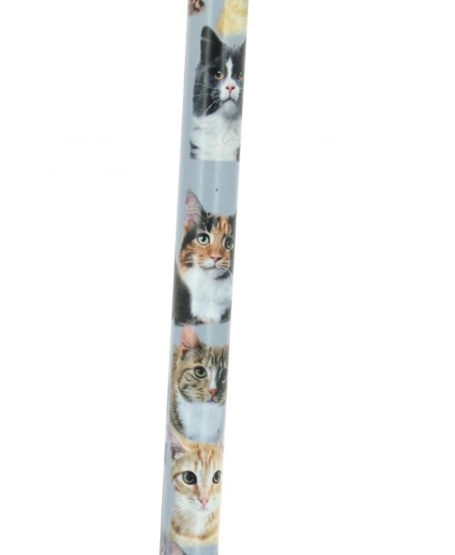 Canne réglable en aluminium gris motif chats