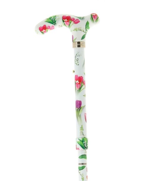 Canne pliante en aluminium motifs tulipe et muguet