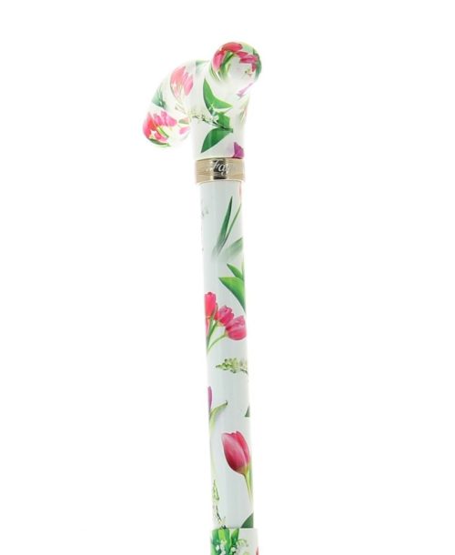 Canne pliante en aluminium motifs tulipe et muguet
